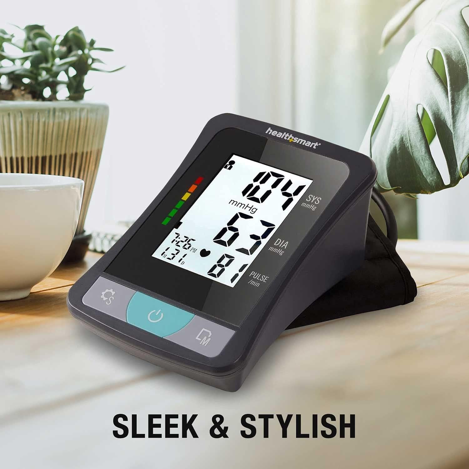 HealthSmart Digital Standard Wrist Blood Pressure Monitor with Automatic Adult Cuff That Displays Pulse Rate and Irregular Heartbeat Stores up to 60 Readings for 2 Users