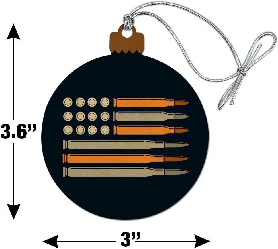 American Flag Bullets Guns USA Second 2nd Amendment Wood Christmas Tree