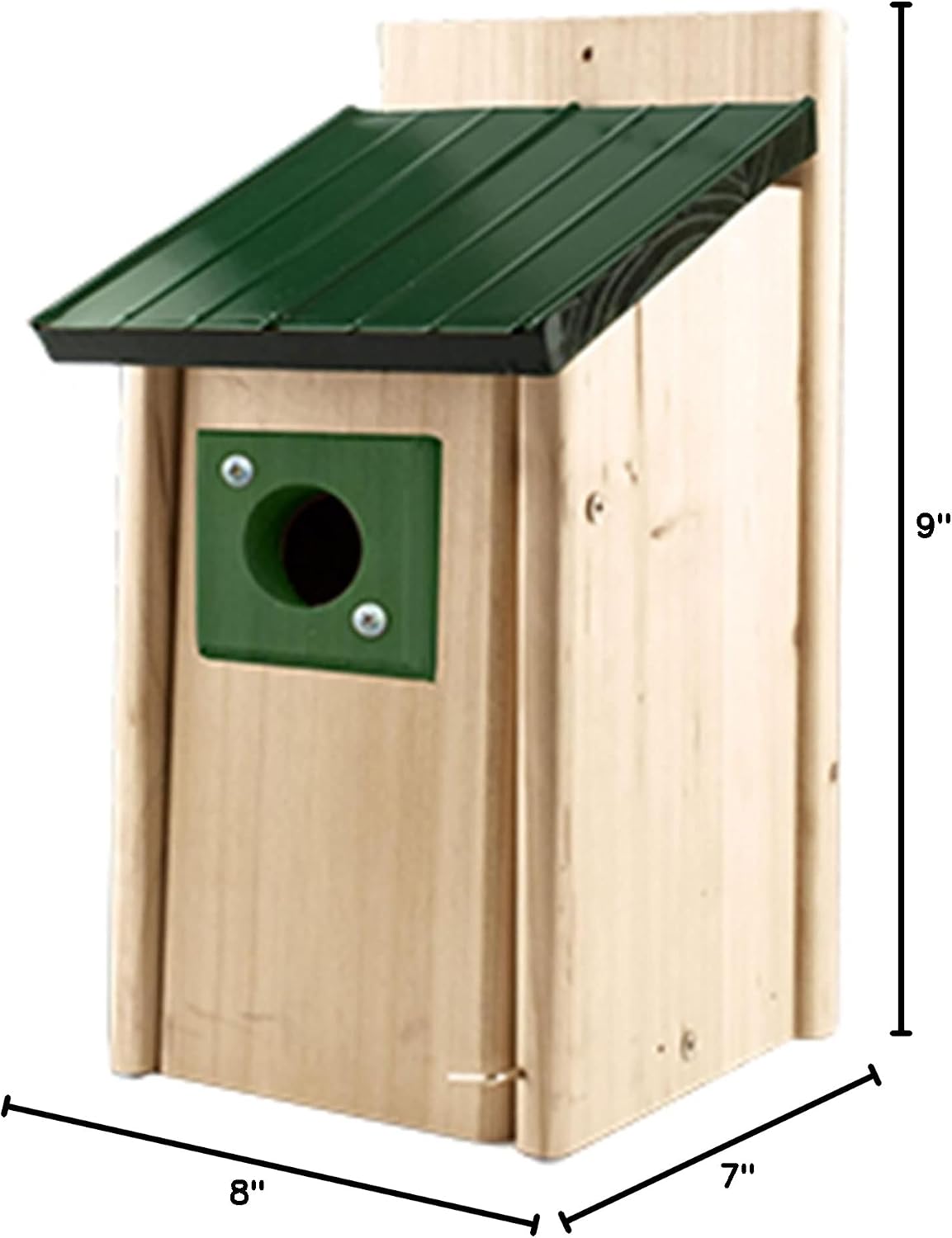 Woodlink Outdoor Bluebird Weather Resistant Natural Cedar Nesting Bird House Box with Predator Guard, Easy Open Latch, and Metal Roof