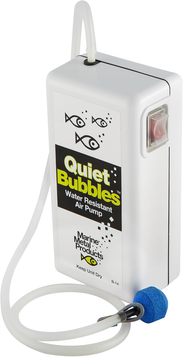 Marine Metal B-14 Quiet Bubbles Live Bait Aerator, Quiet Water Resistant Air Pump, Portable,Beige
