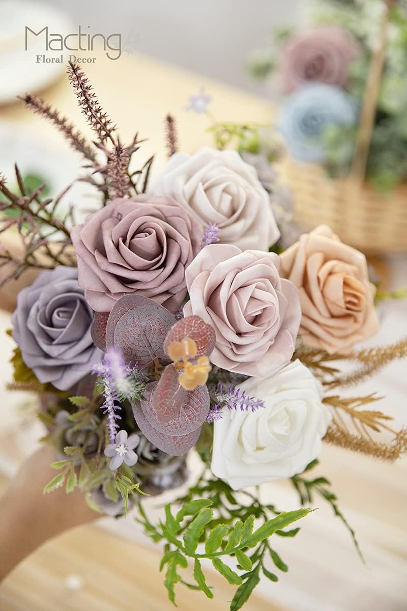 30PCS Yellow Artificial Flowers, Real Touch Fake Roses for Fall Decorations