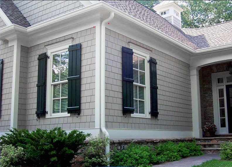 Polaris Homeside 4 Board and Batten Joined Vinyl Shutters (1 Pair) 14-1/2in. x 47in. - 050 Black