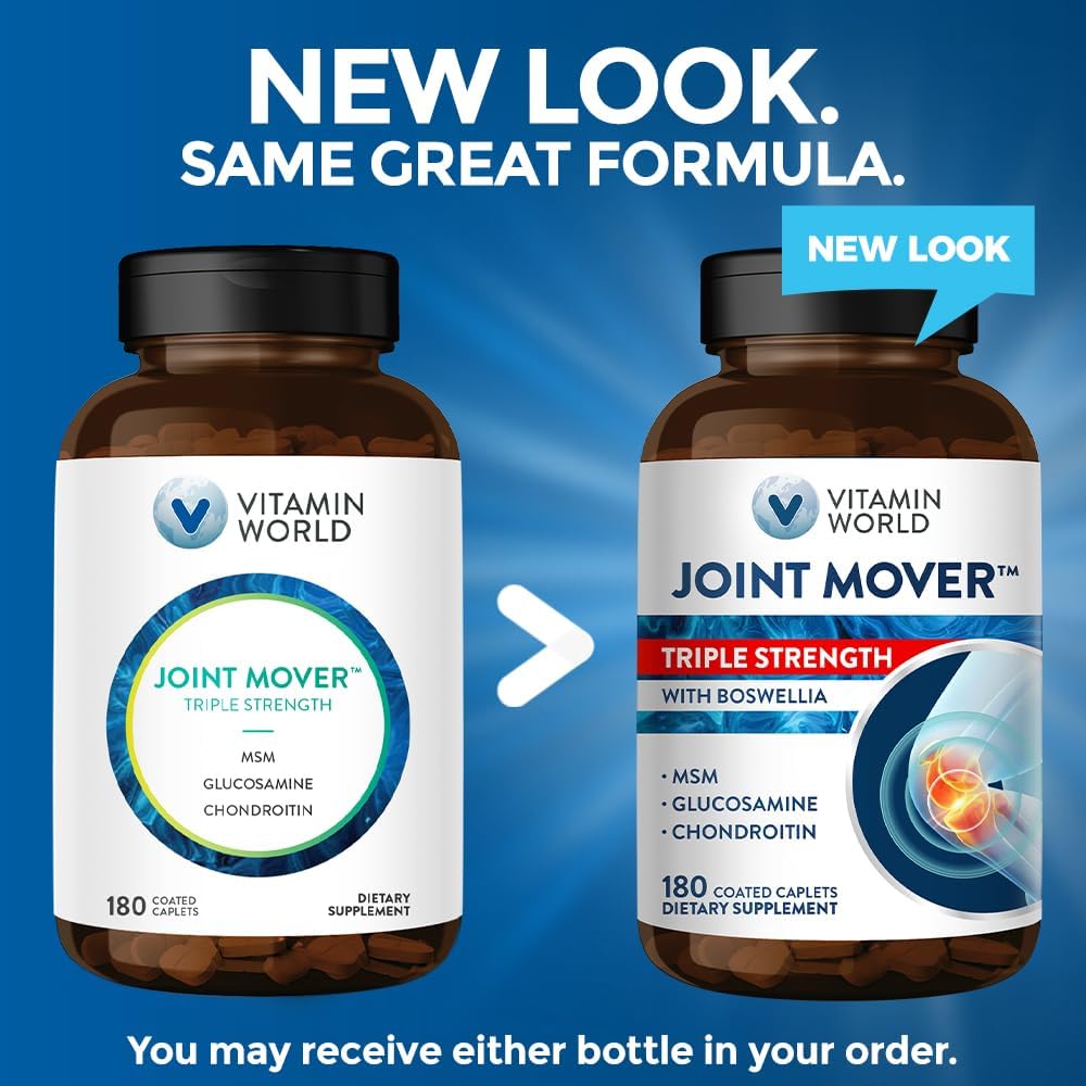 Vitamin World Triple Strength Joint Mover, Glucosamine Chondroitin with MSM | Joint Support Supplement, Collagen & Boswellia Serrata Extract, Support Joint Strength, Comfort & Flexibility, 270 Caplets