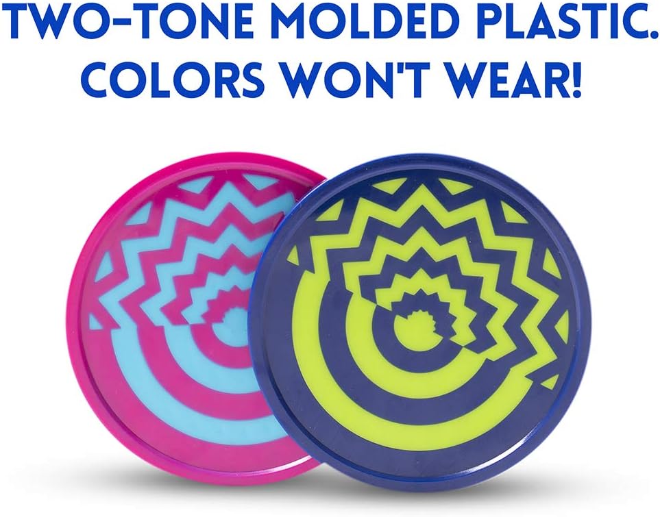 csg Deluxe Vivid Color Large Size Air Hockey Replacement Pucks - Set of Two 3.25 Inch Pucks!