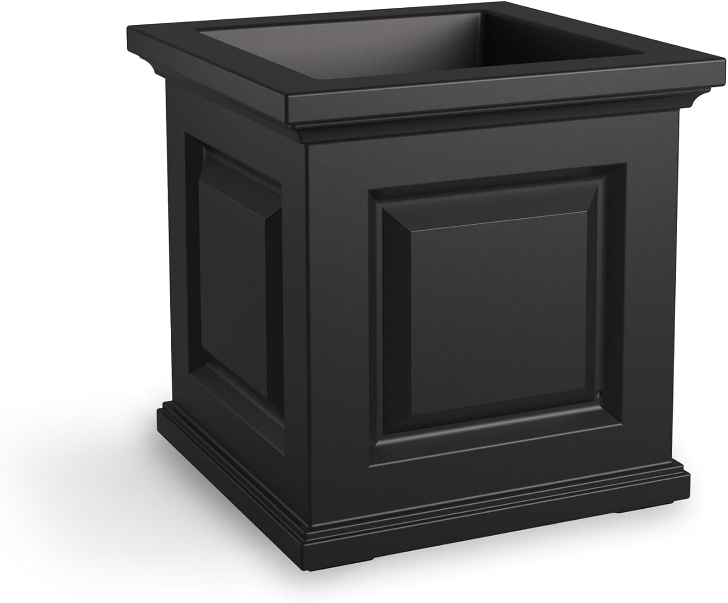 Mayne Nantucket 16in Self-Watering Square Planter, Black | Self-watering, All season, Fade resistant, Double-wall design, 15-year warranty