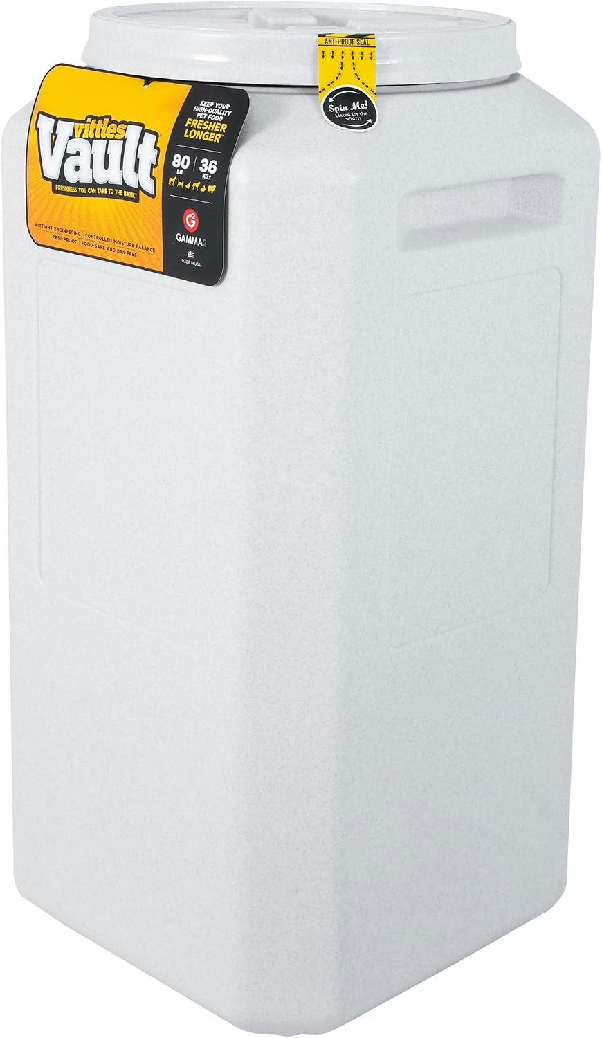 Gamma2 Vittles Vault Pet Food Storage Containers - Sealed Dog and Cat Food Storage Container, Fits up to 25lbs, Made in the USA - [12"L x 13.75"H] | Made in USA, 12 inch long by 13.75 inch tall, airtight lid keeps kibble fresh and pests out, a durable pa…