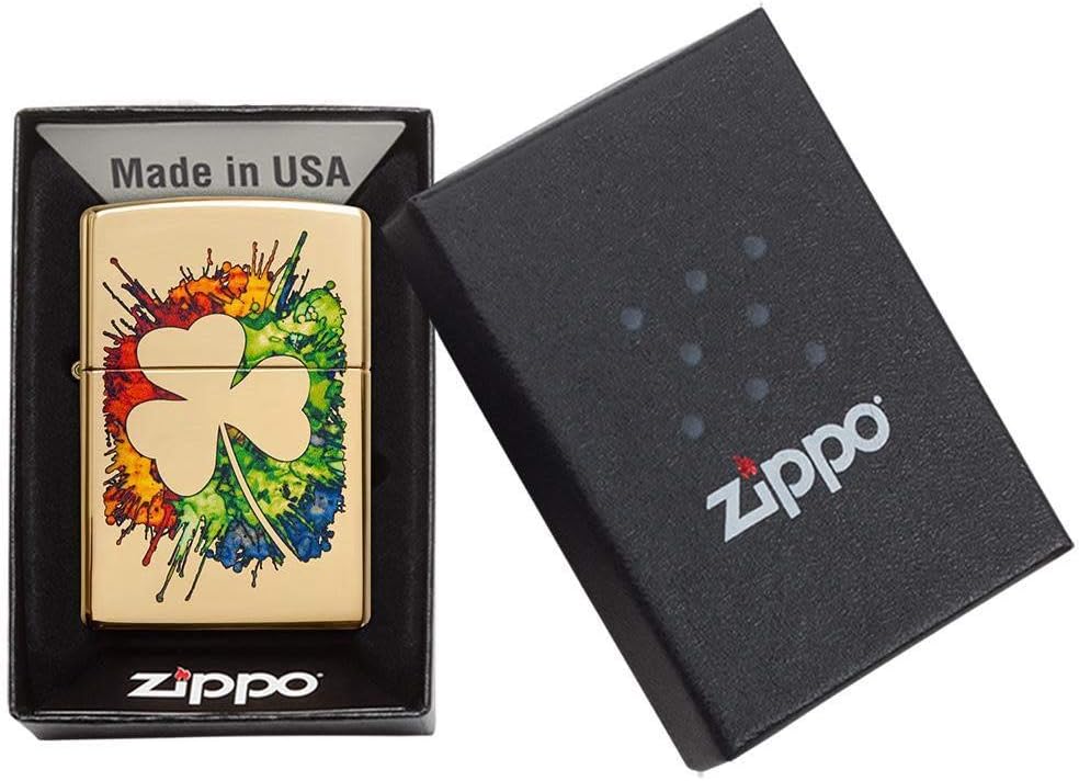 Zippo Clover Design Pocket Lighter, High Polish Chrome, One Size (ZO24699)