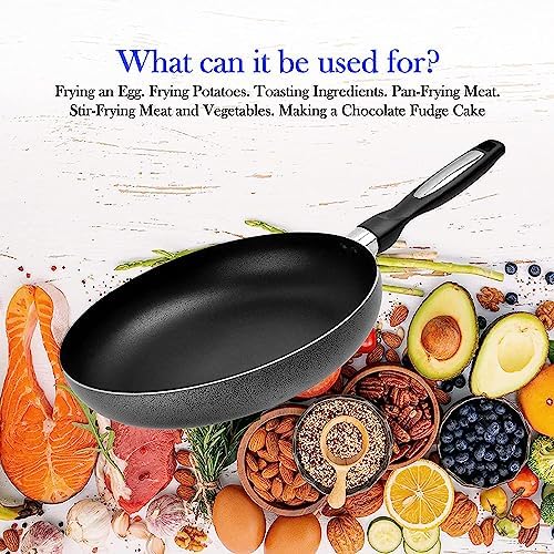 Alpine Cuisine Fry Pan 13-Inch Nonstick Coating Gray, Frying Pans Nonstick for Stove with Stay Cool & Comfortable Handle, Durable Nonstick Cookware, Ideal for Family