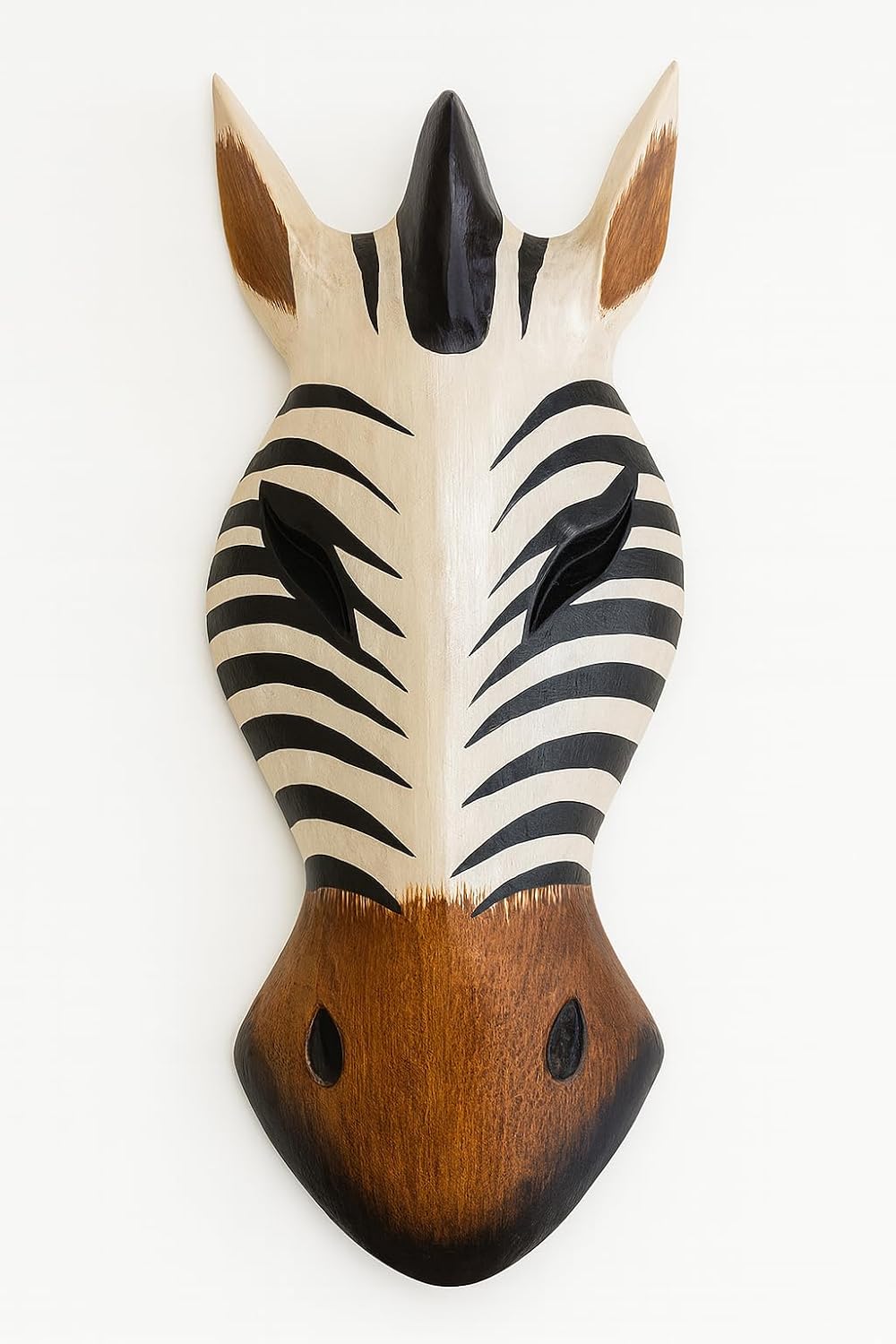 OMA African Zebra Wall Mask – Hand Carved Wooden Safari Wall Decor Art – Tribal Jungle Accent for Living Room