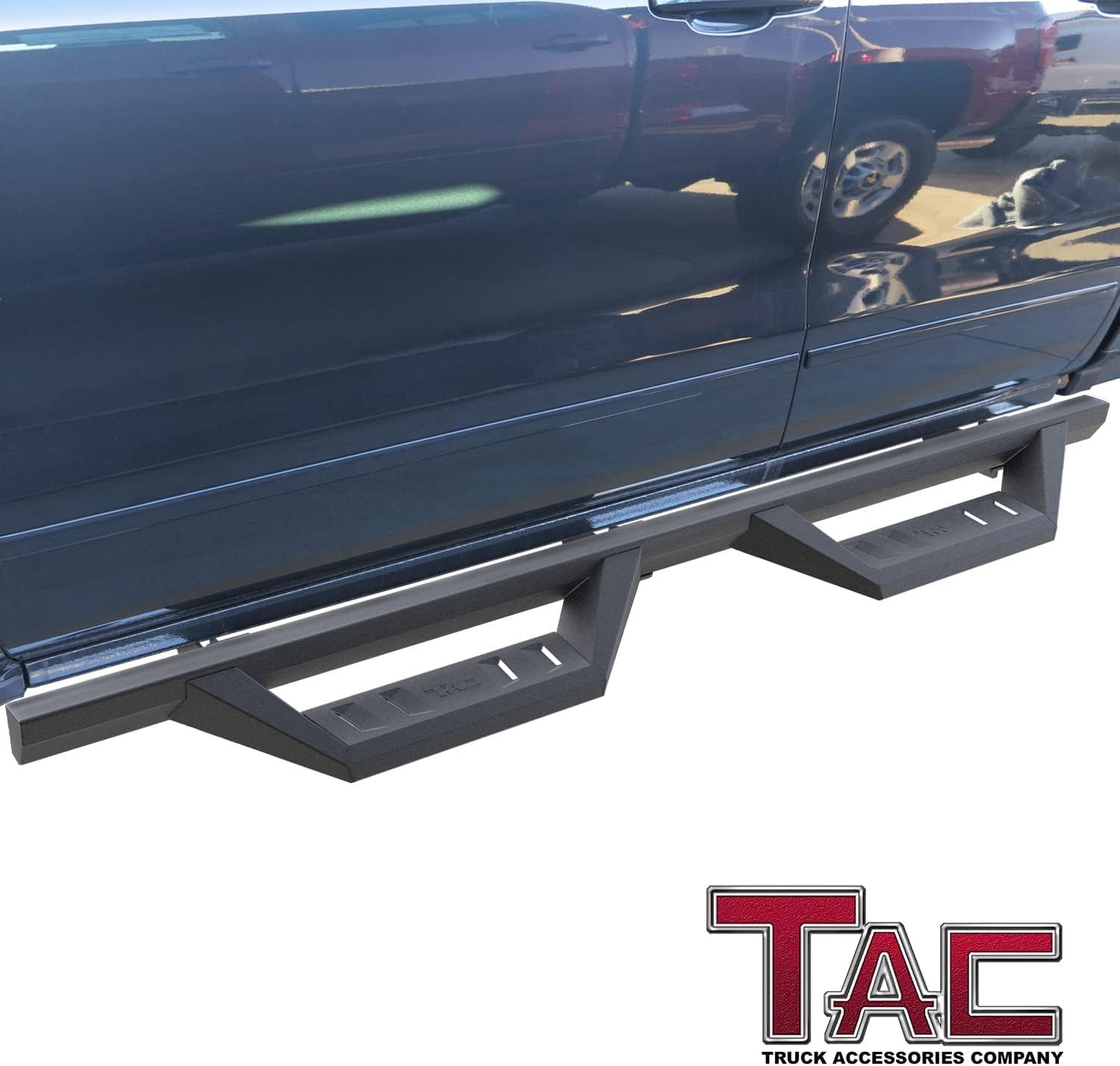 TAC Side Steps Fit Chevy Silverado/GMC Sierra 1999-2018 1500 & 1999-2019 2500/3500 Extended/Double Cab (Excluding C/K Classic) (Body Mount) Truck Pickup 3" Black Side Bars Nerf Bars 2 Pieces