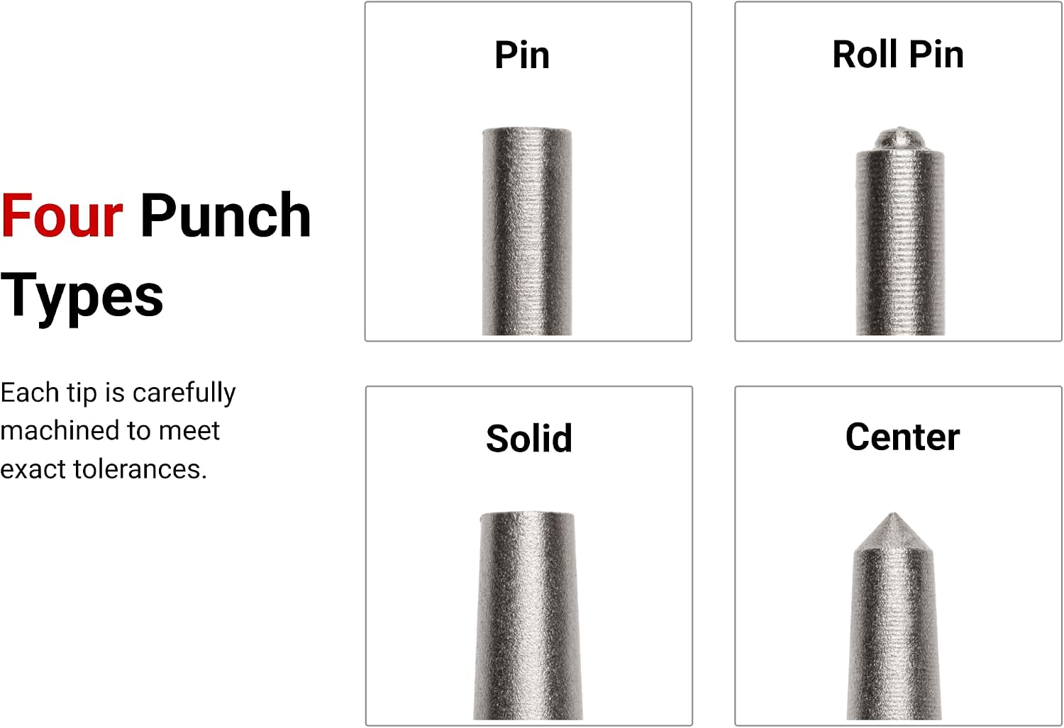 TEKTON Punch Set with Walnut Block (18-Piece) | 66564 | Made in USA