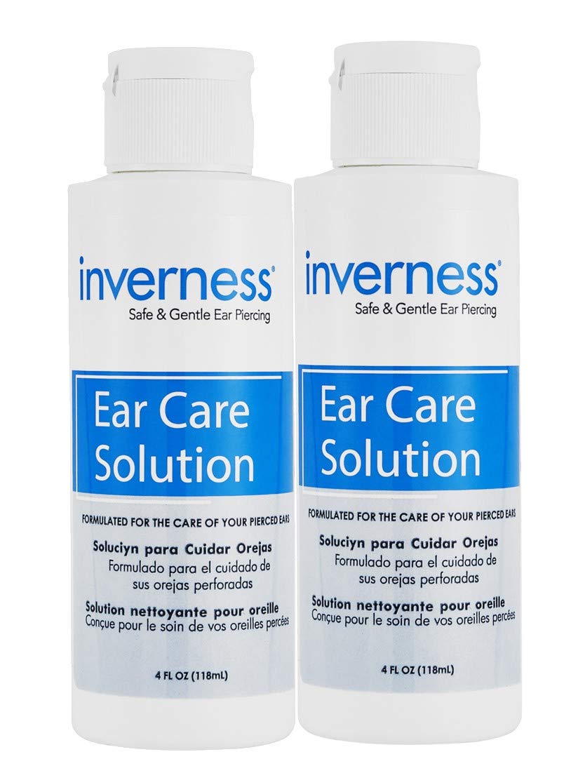 INVERNESS After Piercing Ear Care Solution 4 Oz 2-Pack – Gentle Piercing Care For Newly Pierced Ears