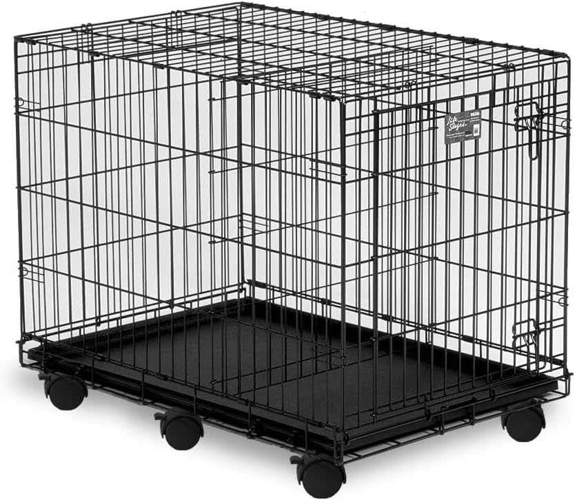 MidWest Homes for Pets Universal Dog Crate Casters, Easy Roll, Safety Locks, Pack of 2 Wheels