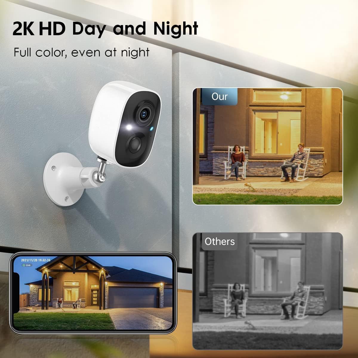 Geekee Security Cameras Wireless Outdoor 2-Way Talk Battery Powered Wi-Fi Cameras for Outside and Indoor 2K Night Vision AI Motion Detection Siren
