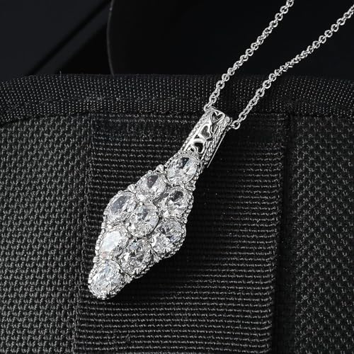 Cubic Zirconia Pendant Necklace in Stainless Steel 20 Inches