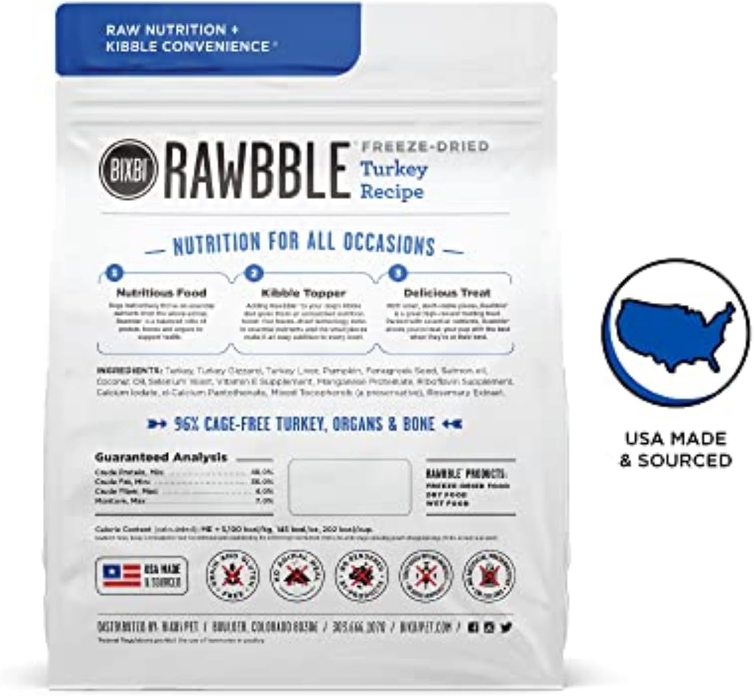 BIXBI Liberty Freeze-Dried Dog Food Topper & Treats, Beef – 98% Meat & Organs, No Refrigeration – USA Made, 26 oz