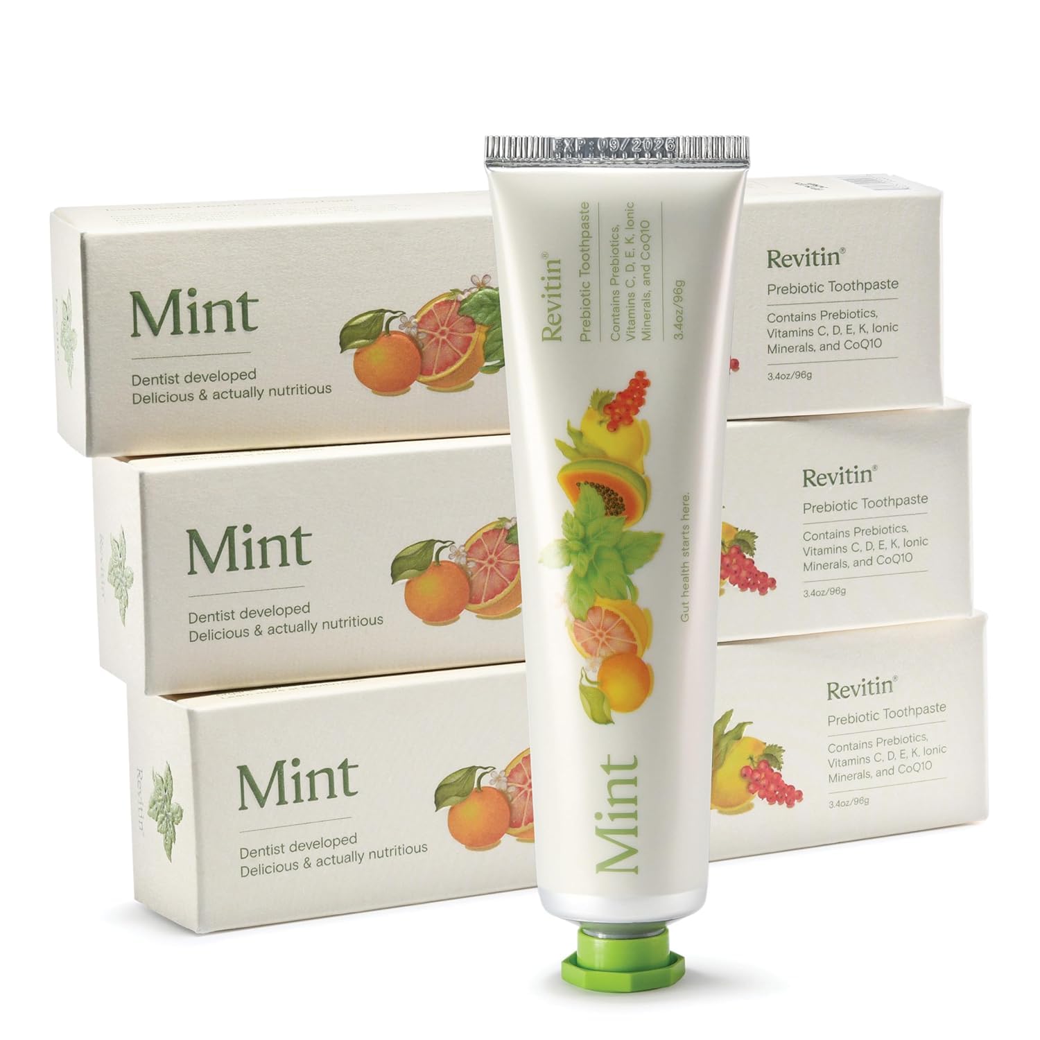 Revitin Toothpaste | Fluoride-Free Prebiotic Citrus Tooth Gel | No SLS, Gluten Free, Dye Free, GMO Free, No Sweeteners | Non-Toxic, Kid Approved