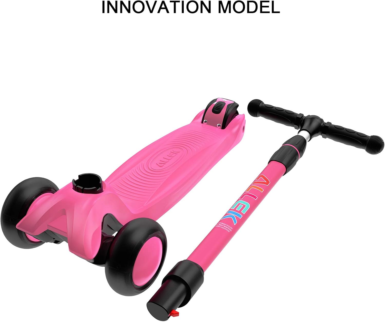 Allek Kick Scooter B03, Lean 'N Glide 3-Wheeled Push Scooter with Extra Wide PU Light-Up Wheels