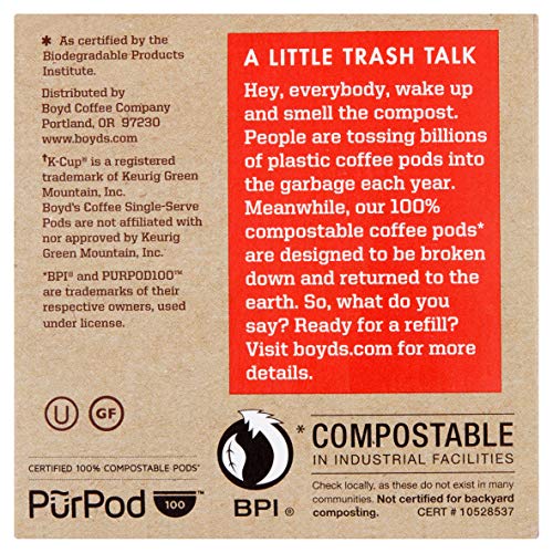 Boyd's Coffee Red Wagon Single Serve, 12 Count | BPI certified, Rainforest Alliance beans, smoky flavor, smooth finish, roasted in Portland, Oregon