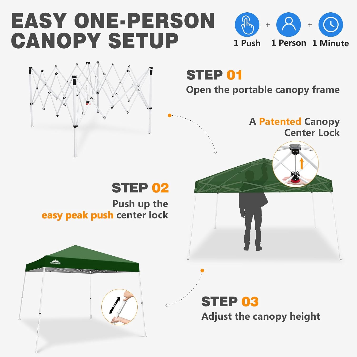 EAGLE PEAK 10x10 Slant Leg Pop Up Canopy Tent, Blue