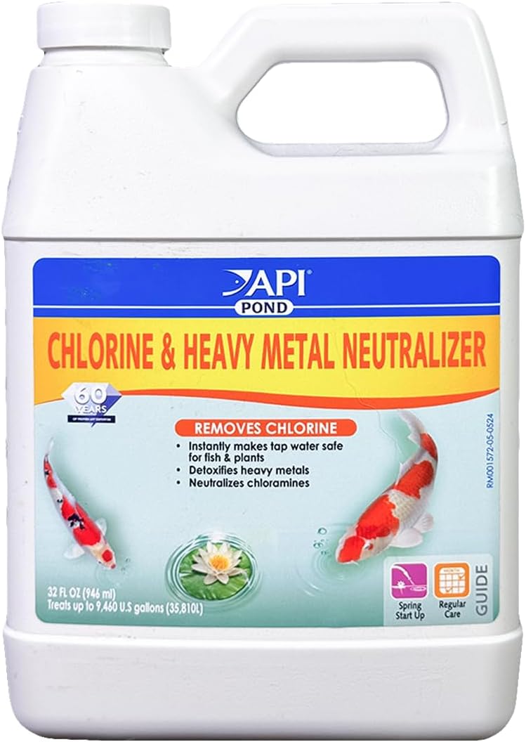 API POND CHLORINE & HEAVY METAL NEUTRALIZER Pond Water Neutralizer 32-Ounce Bottle