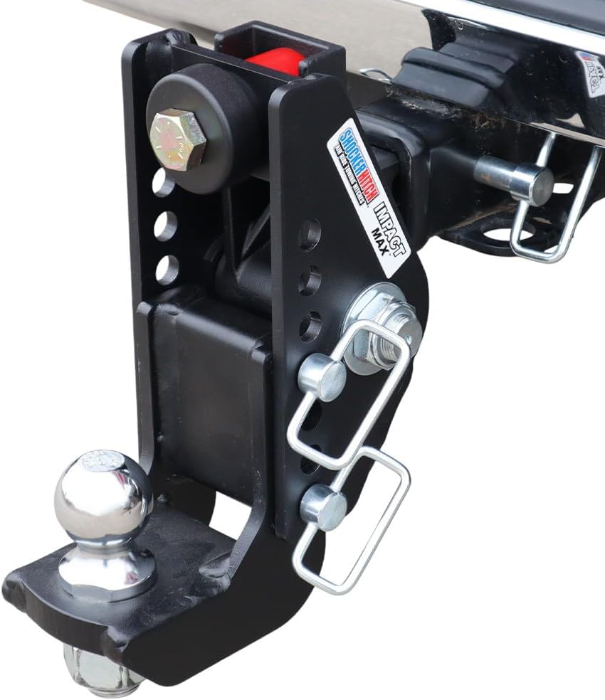 Shocker 20K Impact Max Cushion Drop Hitch - 0" to 7-1/2" Drop - Fits 2" Hitch Has 2-5/16"Ball - 20,000 lbs GTW