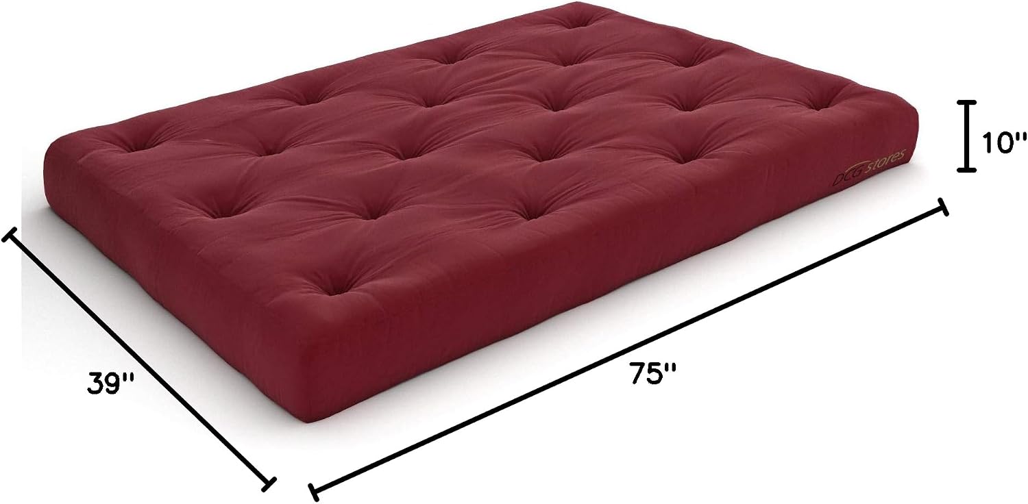 Nirvana Futons Extra Thick Premium 10-Inch Twin XL Futon Mattress, Khaki Twill - Made in USA