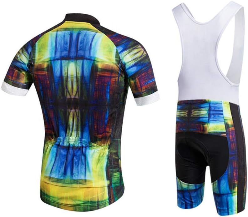 Men's Quick-Dry Cycling Jersey Set Road Bike Bicycle Shirt + Bib Shorts with 9D Gel Pad MTB Riding Clothing Kit