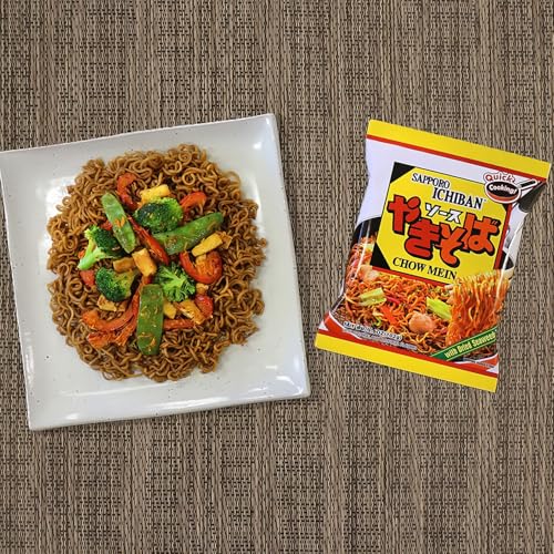 [SAPPORO ICHIBAN] Yakisoba, No.1 Tasting Instant Japanese Fried Noodles, Delicious Chow Mein (3.6 Oz. x 24 packs) | 24 Pack Case
