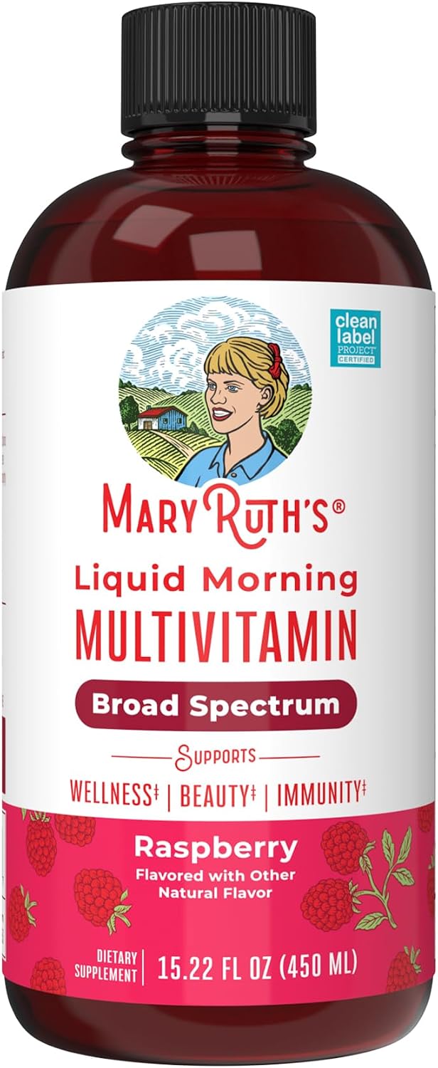 MARYRUTH'S Liquid Morning Multivitamin for Women, Men & Kids, 32 Servings | Vitamin A C D E B6 B12 Biotin Zinc, Beauty, Vegan, Non-GMO, Gluten Free
