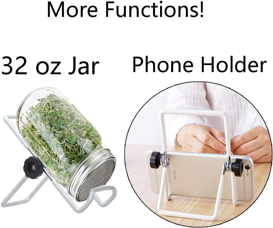 Stainless Steel Sprouting Stands, Sprouting Holder for 32 OZ Mason Jar Lid Holder. Used to make Sprouts, Broccoli