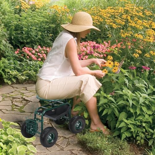 BESTHLS Garden Kneeler and Seat - Heavy Duty Folding Stool with Thick Pad, Tool Pouch, 330 lbs Capacity - Knee & Back Support, Perfect for Seniors, Women, Men