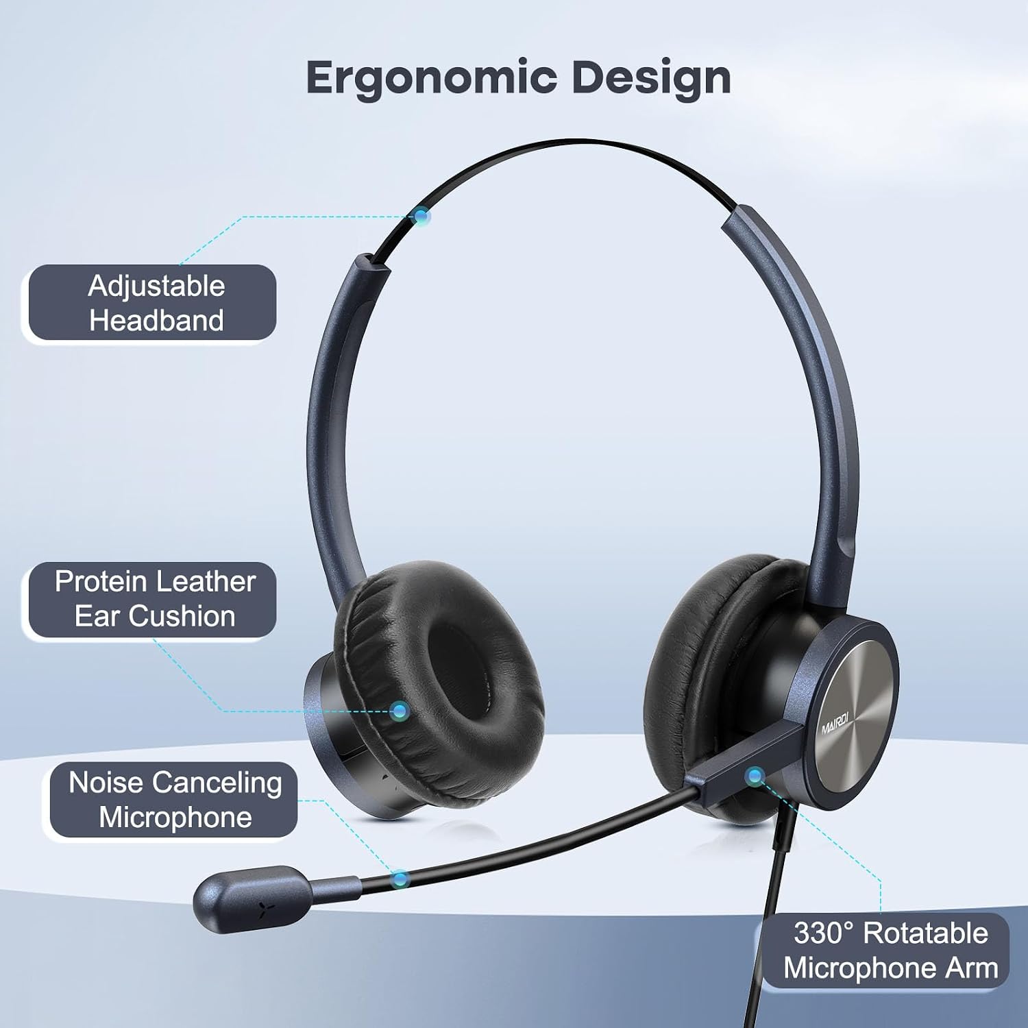 MAIRDI Telephone Headset with Microphone Noise Canceling