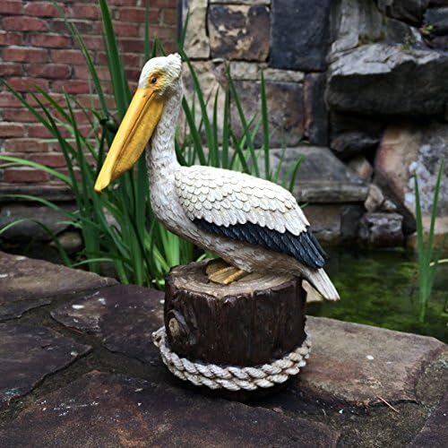 Homestyles - Life's A Beach - Summer Pelican Sitting on a Pillar Nautical, Coastal, Pool, Patio, Home & Garden Figurine Statue 13"H