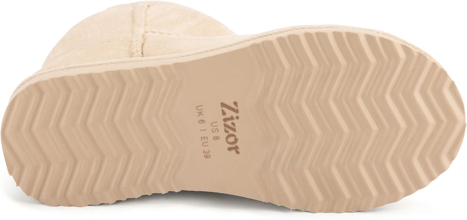 Zizor Women's Cozy Short Bootie Slippers, Winter Warm Hard Bottom House Shoes with Fuzzy Lining