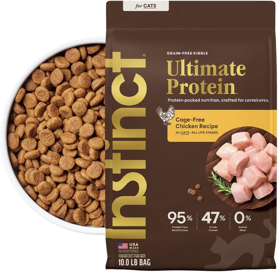 Instinct Ultimate Protein Dry Cat Food, Cage Free Chicken, 4 lb. Bag | Protein-packed recipe, 95% protein from real chicken, probiotics, omegas & antioxidants for digestive, coat & immune health