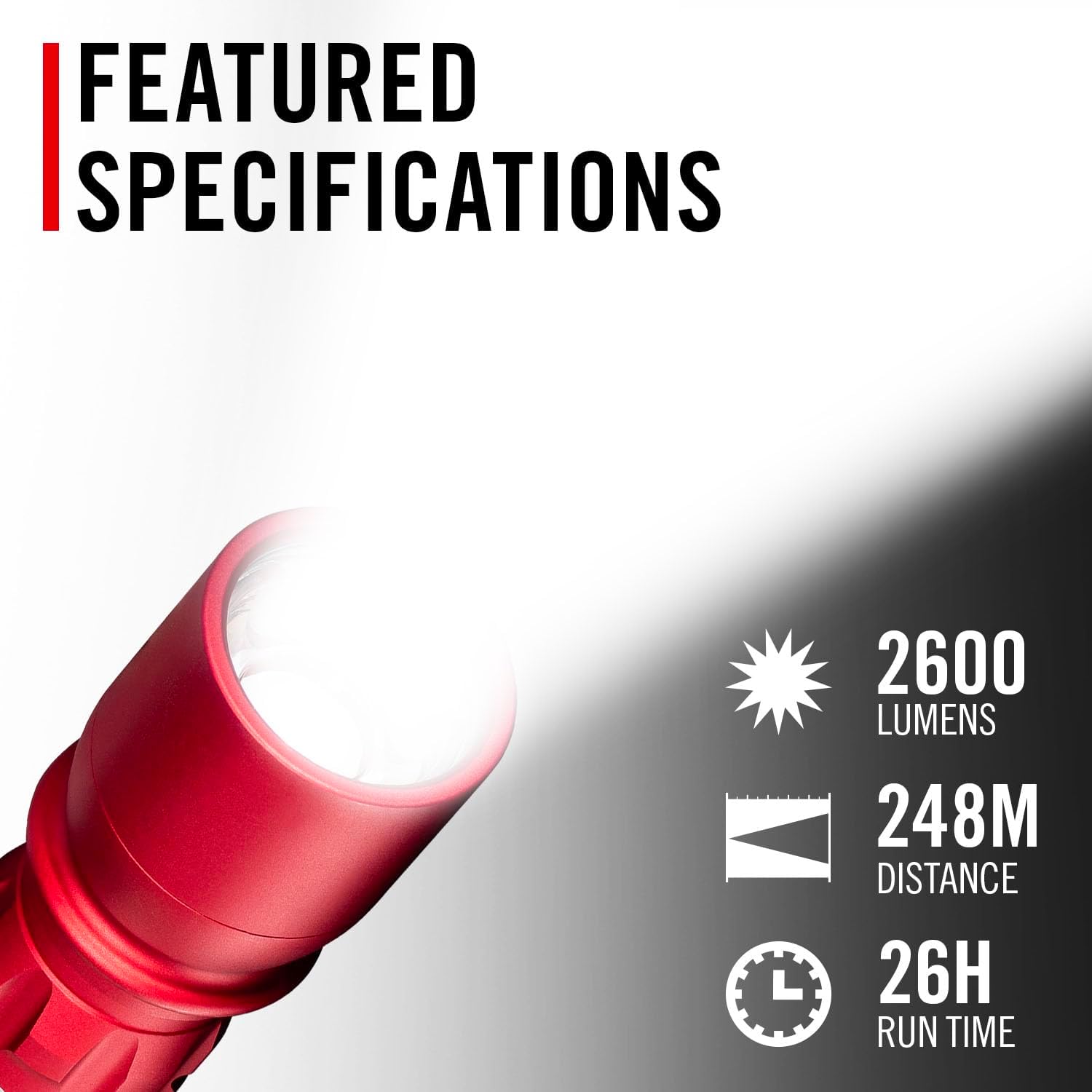 Coast XP11R 2600 Lumen USB-C Rechargeable LED Flashlight with Slide Focus and Pure Beam Focusing Optic, 4 Light Modes, Black