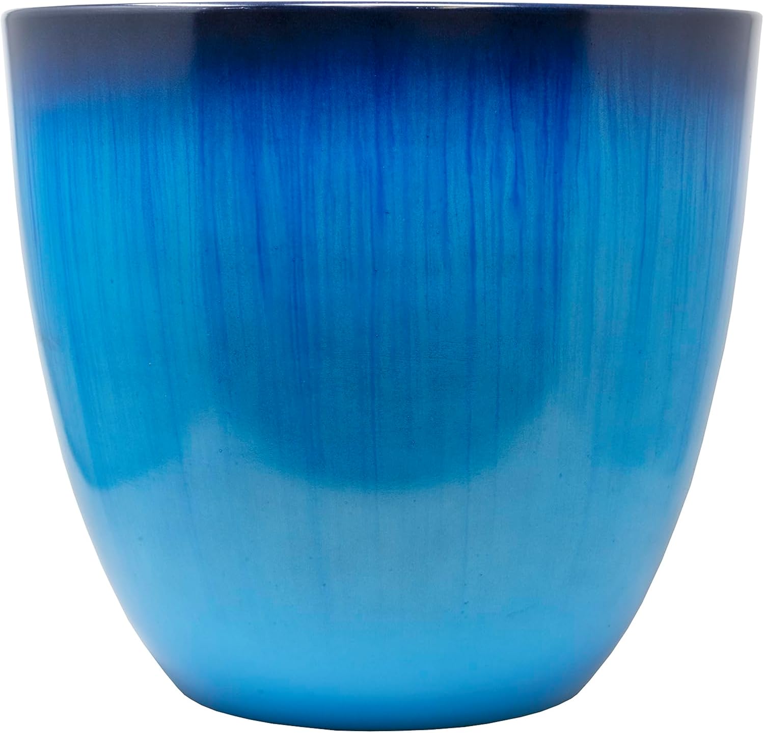 (EPR15-204) Large Egg Shaped Planter - Modern Indoor & Outdoor Decorative Flower Pot/Box (15 Inch, Blue Flower)