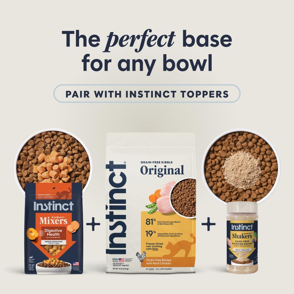 Instinct Original Dry Cat Food, Raw Coated Kibble, Real Chicken, 11 lb. Bag | Raw-coated kibble with cage-free chicken for strong muscles, digestive health, and healthy skin & coat, grain-free