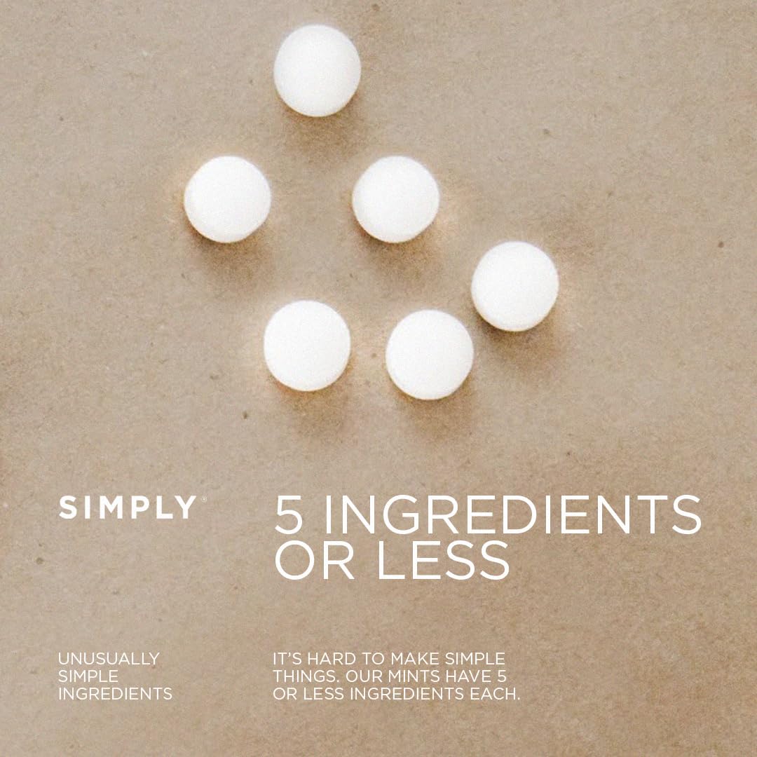 SIMPLY MINTS Natural Peppermint Breath Mints, 6 Pack (180 Pieces), Made With Real Peppermint Oil | Aspartame-Free, Sorbitol-Free, Xylitol-Free, Vegan, Kosher, Non-GMO