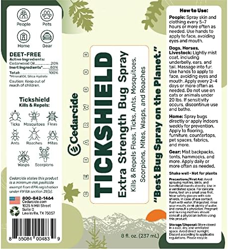 Cedarcide Original & Tickshield Family Pack | Natural Cedar & Lemongrass Oil Bug Spray | Eco-Friendly, Family-Safe Flea & Tick Repellent | Pack of 4