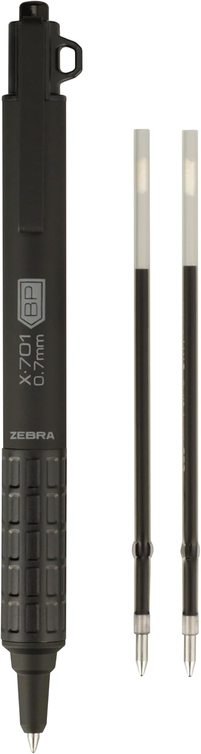 Zebra Pen STEEL X-701 Tactical Ballpoint Pen, Black Ink, 0.7mm, 1-Pack