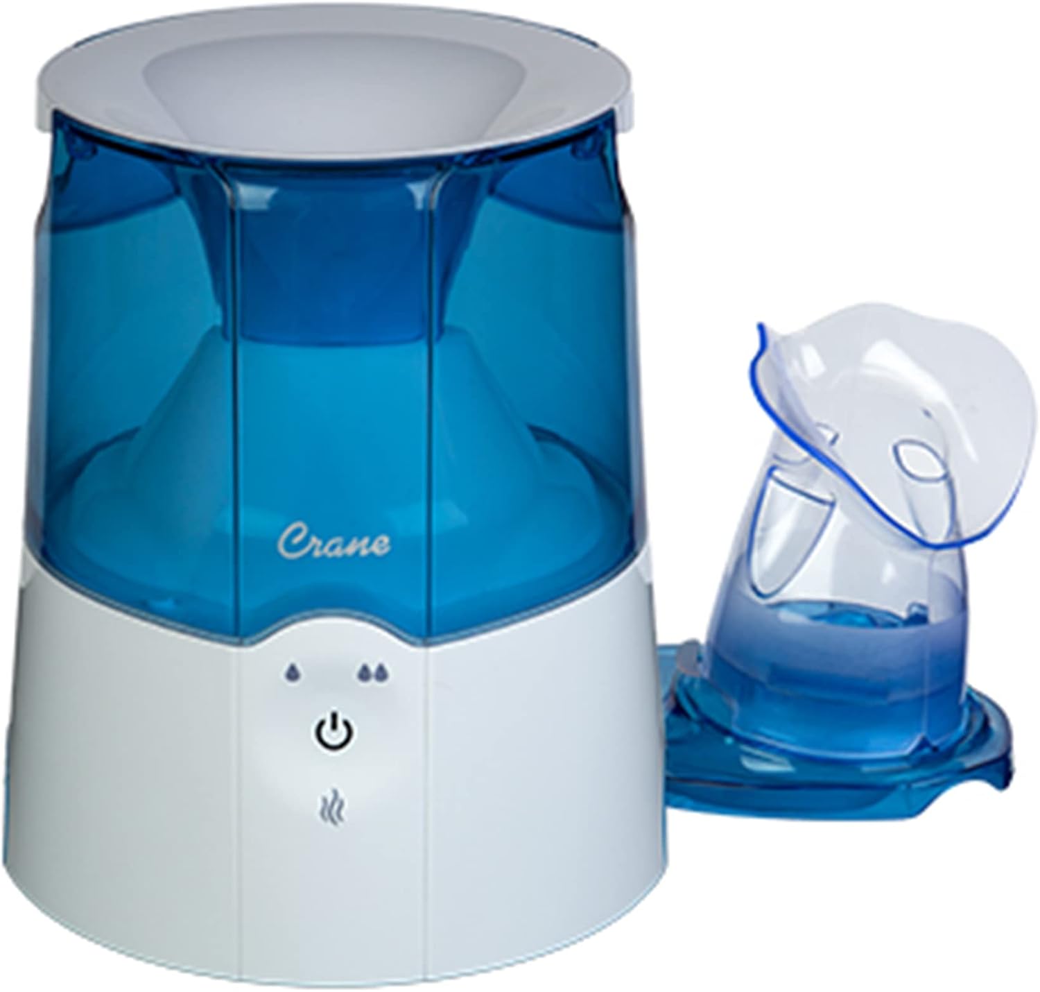 Crane Steam Inhaler & Warm Mist Humidifier, 0.5 Gallon, Humidifier FSA Eligible, Blue & White, Ideal Humidifiers for Bedroom, Sinus Inhaler