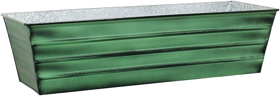 Achla Designs Galvanized Window Flower Box Planter-Green-Medium (24" L x 9.5" W x 7.5" H)