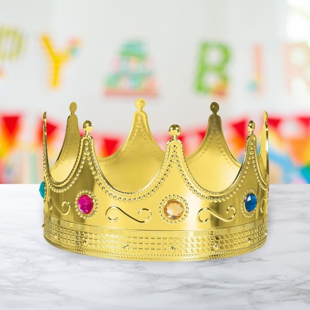 Luxurious Gold Royal Crowns - 0.75" x 8" (1 Pc) - Perfect for Parties, Regal Decor & Royalty-Themed Events