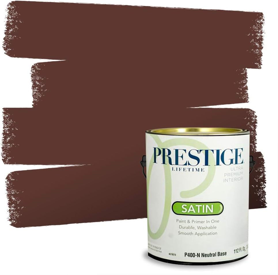 PRESTIGE Paints Exterior Paint and Primer In One, 1-Gallon, Semi-Gloss, Comparable Match of Sherwin Williams* French Roast*