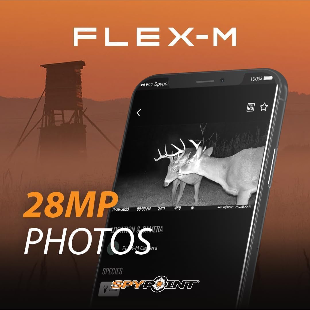 SPYPOINT Flex-M Twin Pack Cellular Trail Cameras - Best Hunting Accessories, No WiFi Needed, GPS, Night Vision, Dual-Sim LTE, IP65 Water-Resistant Game Camera, 28MP Photos, 720p Videos + Sound (2) | IP65 Water-Resistant Game, 720p Videos + Sound, 28MP Ph…