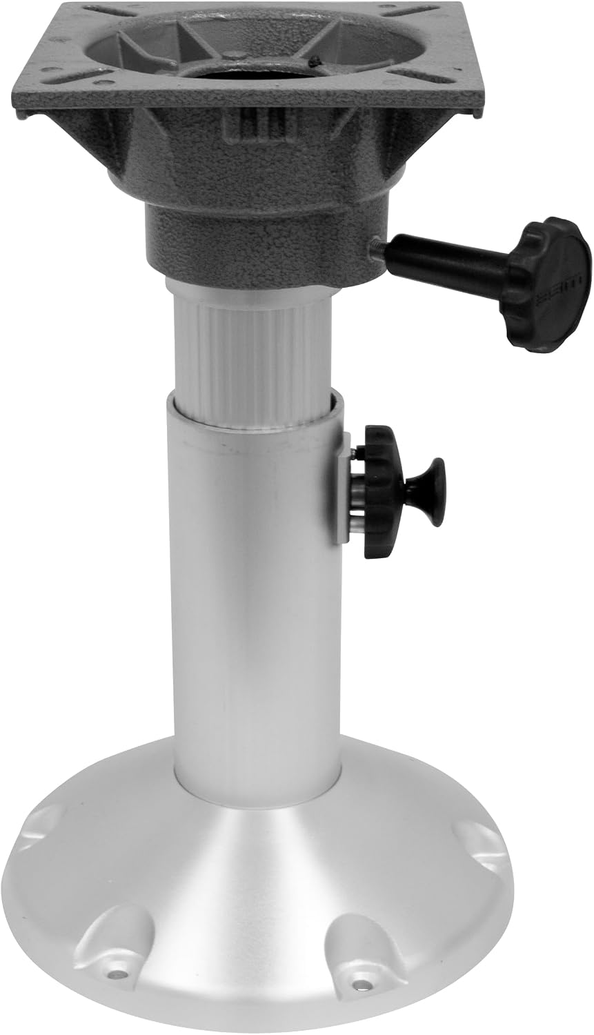 Wise 8WP21-18S Boat Seat Pedestal, Adjustable Height from 12" to 18", with Standard Seat Mount | 2-7/8 in anodized aluminum post, 9 in base