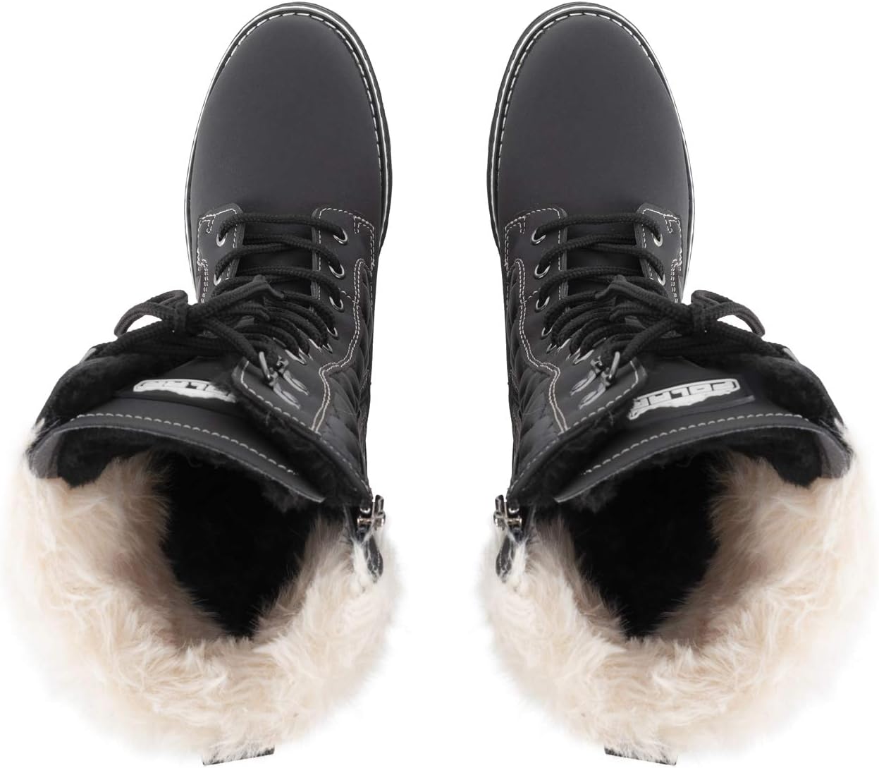 POLAR Womens Faux Fur Warm Thermal Waterproof Outdoor Walking Snow Winter Rubber Sole Calf Boots