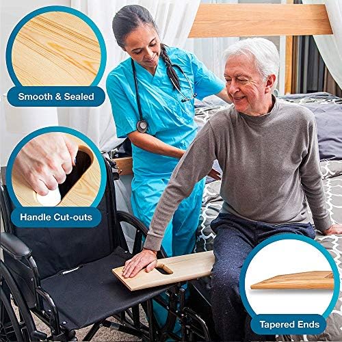 DMI Transfer Board and Slide Board Made of Heavy-Duty Wood for Patient, Senior and Handicap Move Assist and Slide Transfers, Holds up to 735 Pounds